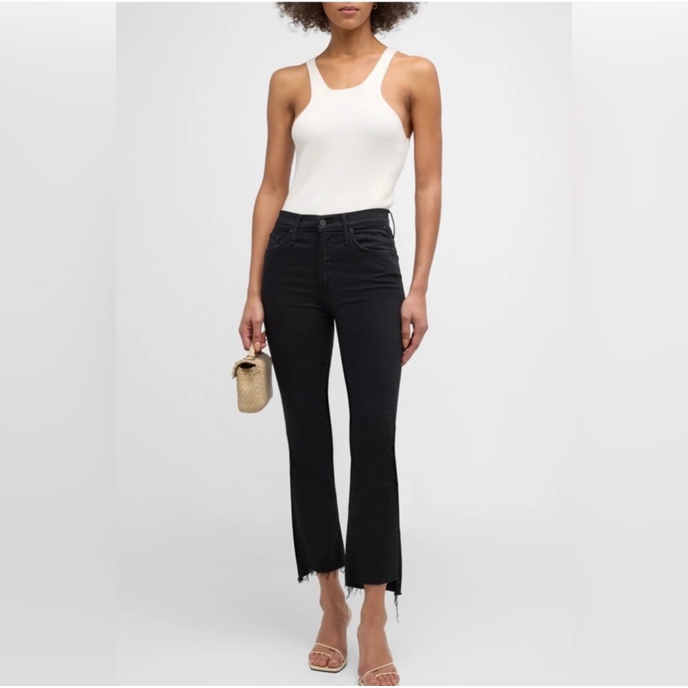 Mother Insider Crop Step Fray Jeans Not Guilty Black High Rise Size 28